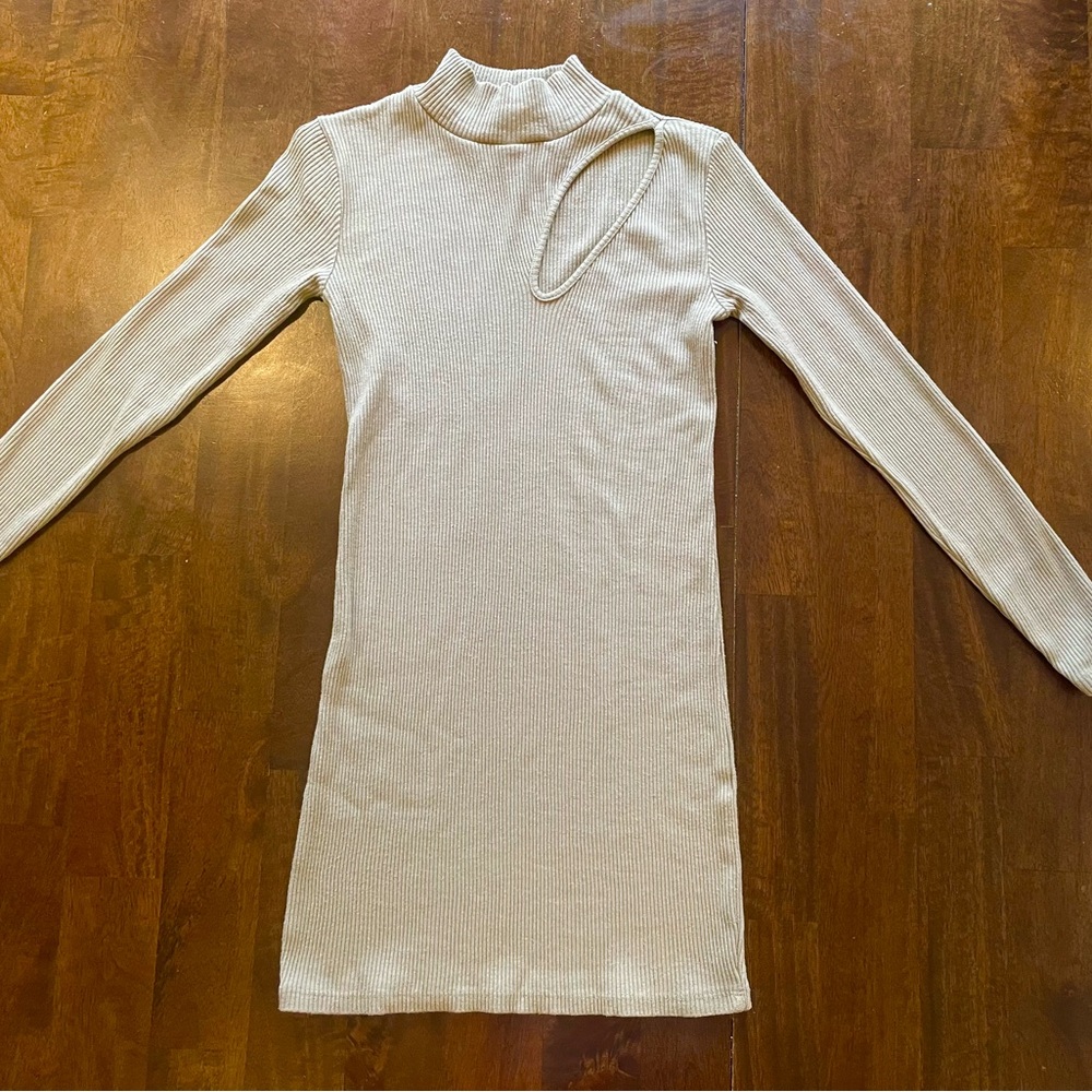 Zara Cream Long-Sleeve Dress
